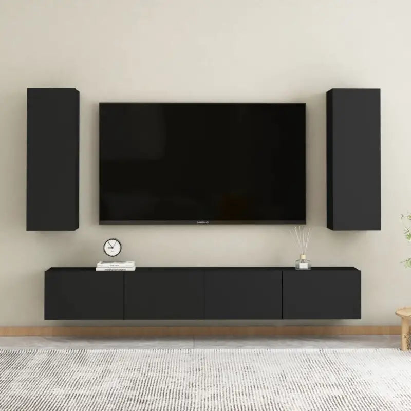 Trendy Televisiekast met muurbevestiging voor een tijdloze uitstraling - Zwart / 1 / 160 cm - Tv-meubels
