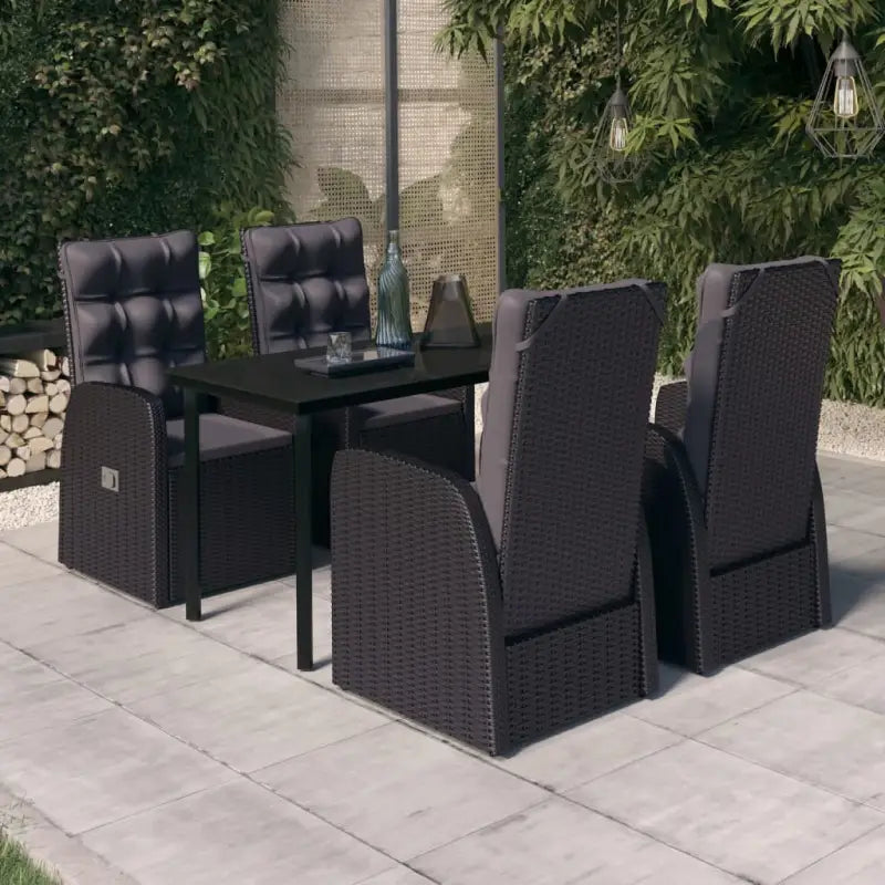 Trendy tuinstoelset met gemakkelijke stoelen en ruime afmetingen - Zwart / 140 cm tafellengte - Tuinsets