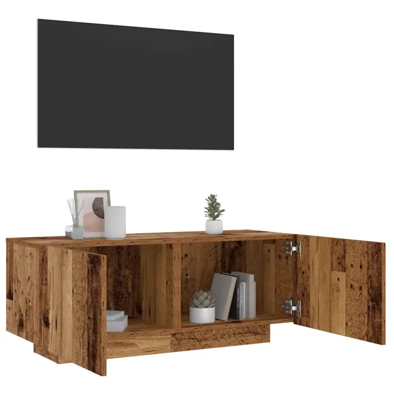 Trendy Tv-meubel van bewerkt hout met praktisch en stijlvol ontwerp - Oud hout / 1 - Tv-meubels