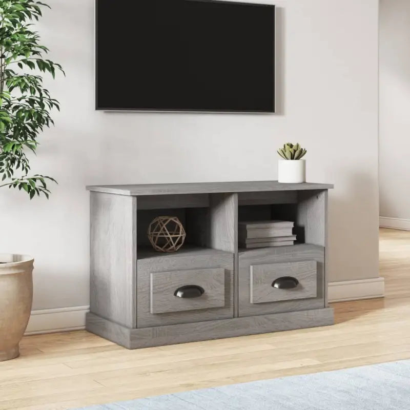 Trendy TV-meubel van bewerkt hout met strak design en duurzame afwerking - Grijs sonoma / 80 x 35 x 50 cm / 1