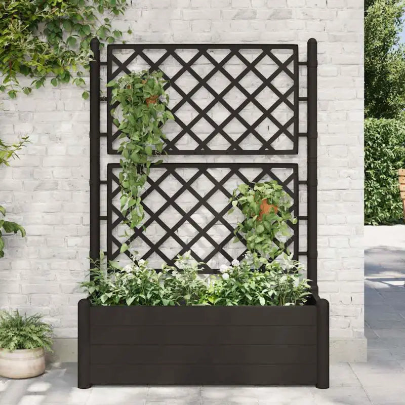 Tuinbak met trellis voor planten buitengebruik - Antraciet / 100 x 43 x 142 cm / 1 - Bloempotten & plantenbakken