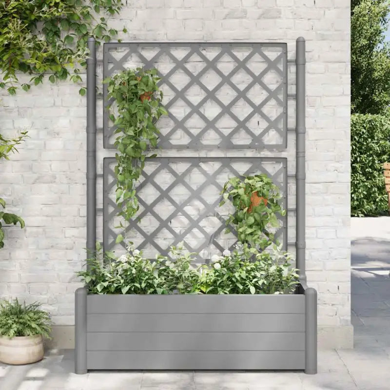 Tuinbak met trellis voor planten buitengebruik - Grijs / 100 x 43 x 142 cm / 1 - Bloempotten & plantenbakken