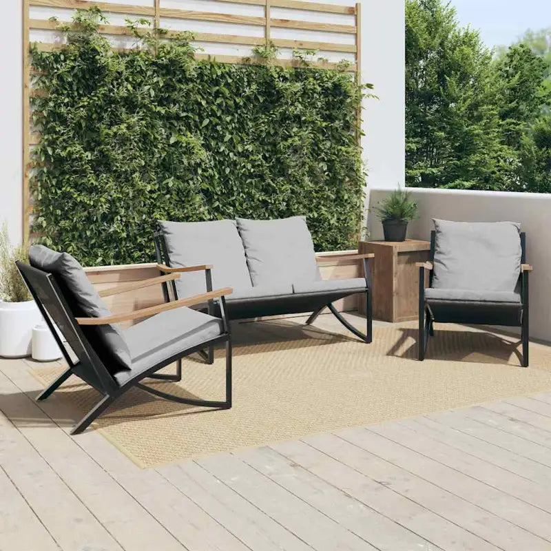 Tuinbank met kussen voor comfortabele zitervaring met wasbare hoes - 2 x Fauteuil + Bank - Tuinsets