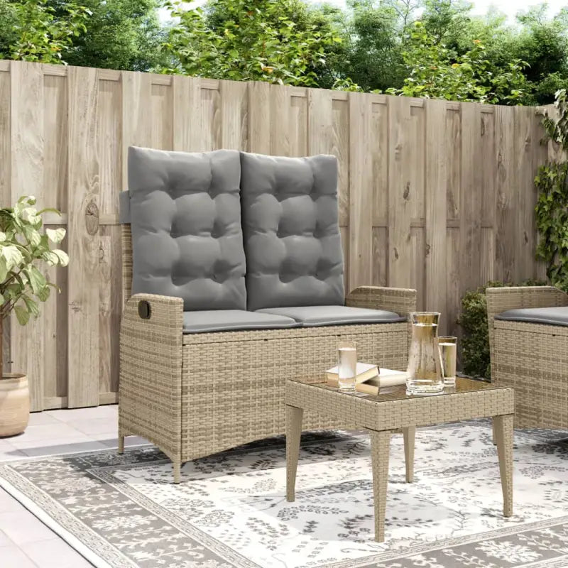 Tuinbank van poly rattan voor een comfortabele zitervaring - Beige en grijs / 104 x 59 x 93 cm / 1 - Tuinbanken