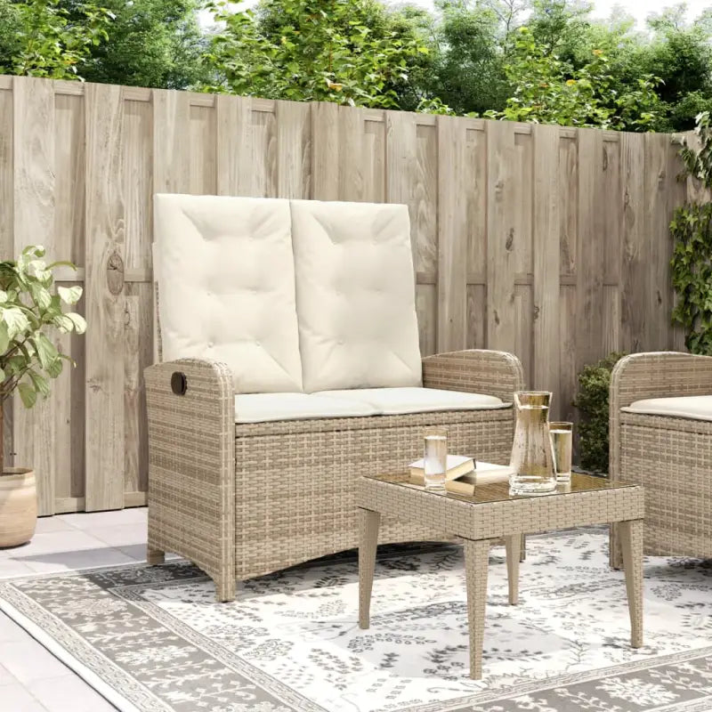 Tuinbank van poly rattan voor een comfortabele zitervaring - beige en crèmekleurig / 105 x 59 x 93 cm / 1 - Tuinbanken