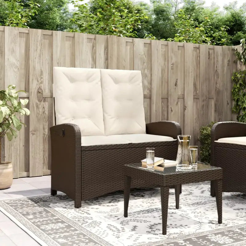 Tuinbank van poly rattan voor een comfortabele zitervaring - Bruin en crème / 105 x 59 x 93 cm / 1 - Tuinbanken