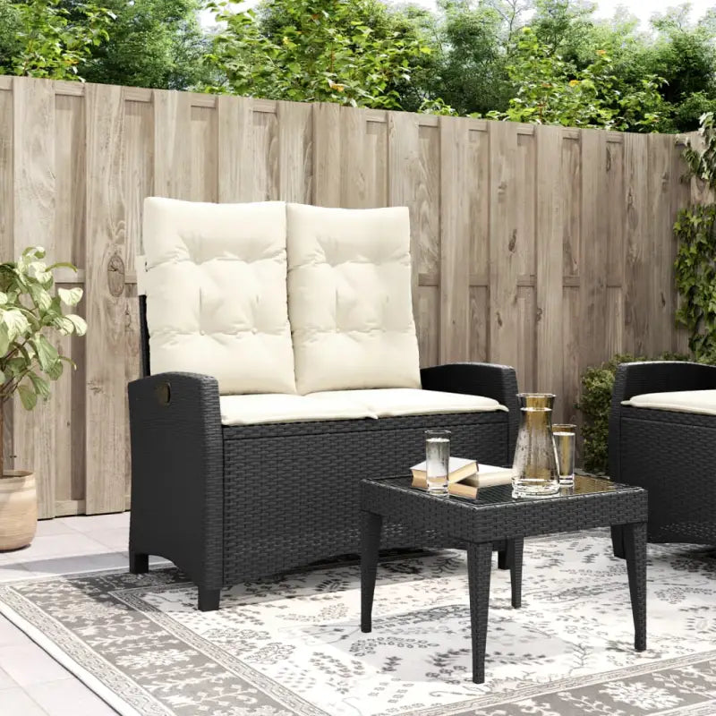 Tuinbank van poly rattan voor een comfortabele zitervaring - Zwart en crème / 105 x 66 x 93 cm / 1 - Tuinbanken
