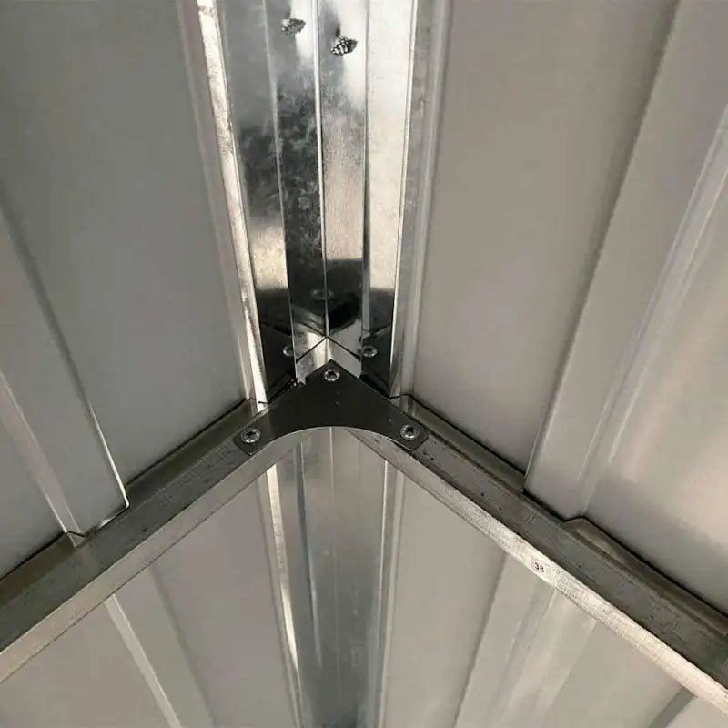 Tuinschuur met verlengd dak van gegalvaniseerd staal voor extra opslagruimte - Tuinhuizen