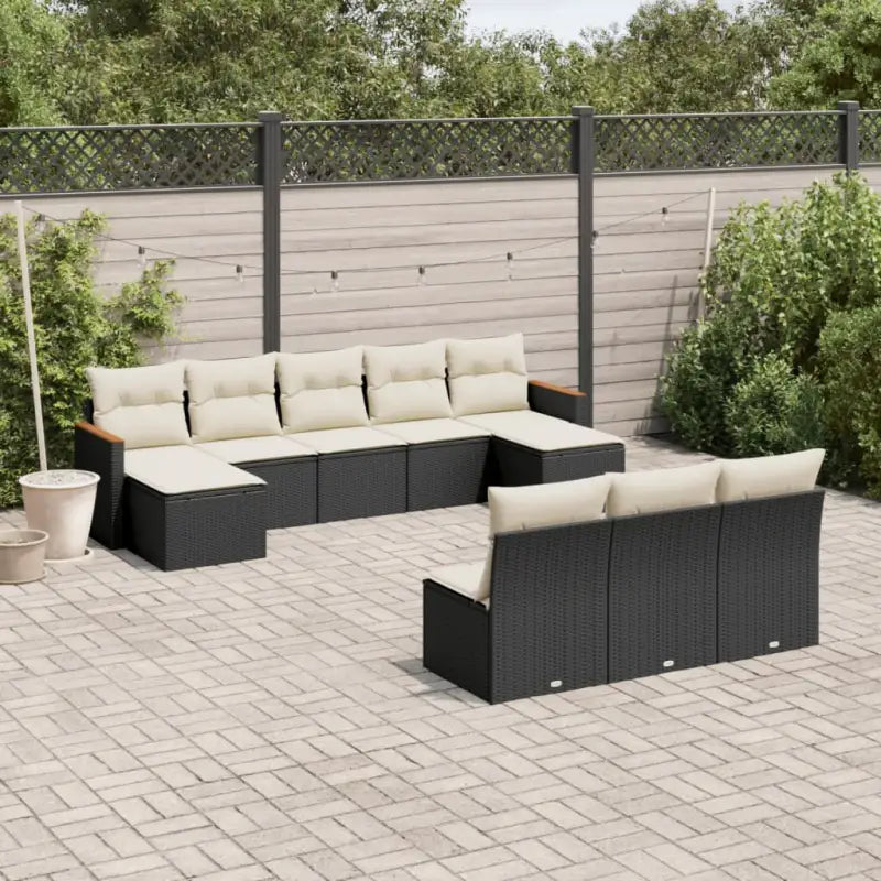 Tuinset in gemengd beige materiaal voor gezellige buitenruimtes - Zwart en crème / Zonder tafel - Tuinsets