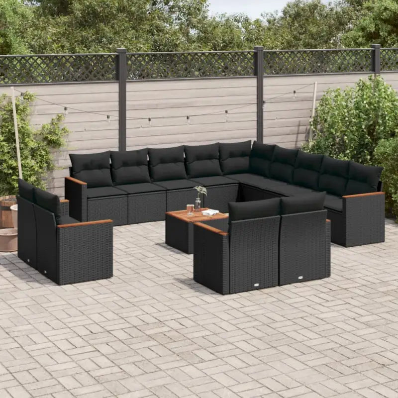 Tuinset in gemengd beige met gepoedercoat staal en afmetingen - Zwart / Met tafel - Tuinsets