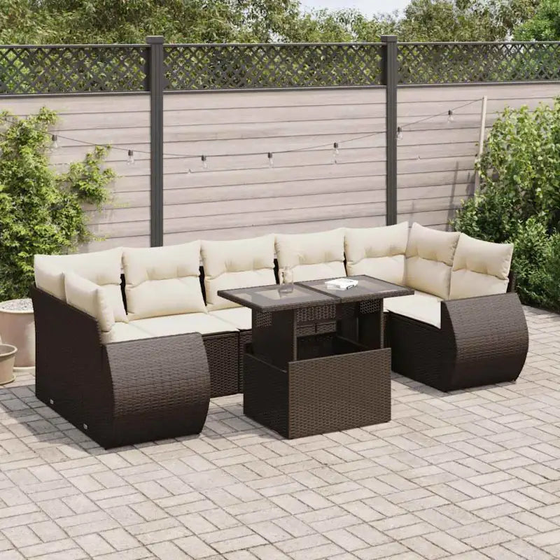 Tuinset met beige materiaal en gepoedercoat staal afmetingen - Bruin en crème / met opbergruimte - Tuinsets