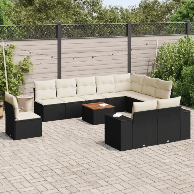 Tuinset met beige materiaal en gepoedercoat staal afmetingen - Zwart en crème - Tuinsets