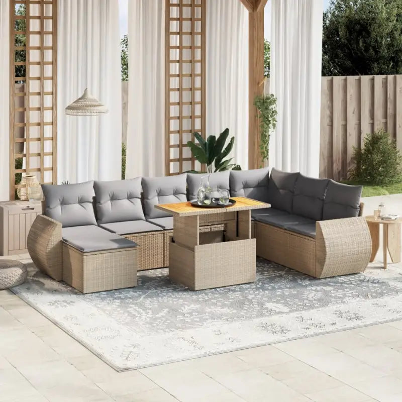 Tuinset met beige materiaal en gepoedercoat staal comfortabele loungeplek - Tuinsets