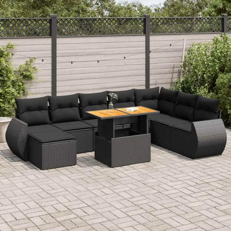 Tuinset met beige materiaal en gepoedercoat staal comfortabele loungeplek - Zwart / met opbergruimte - Tuinsets