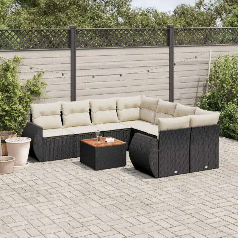 Tuinset met beige materiaal en gepoedercoat staal voor buitengebruik - Zwart en crème - Tuinsets