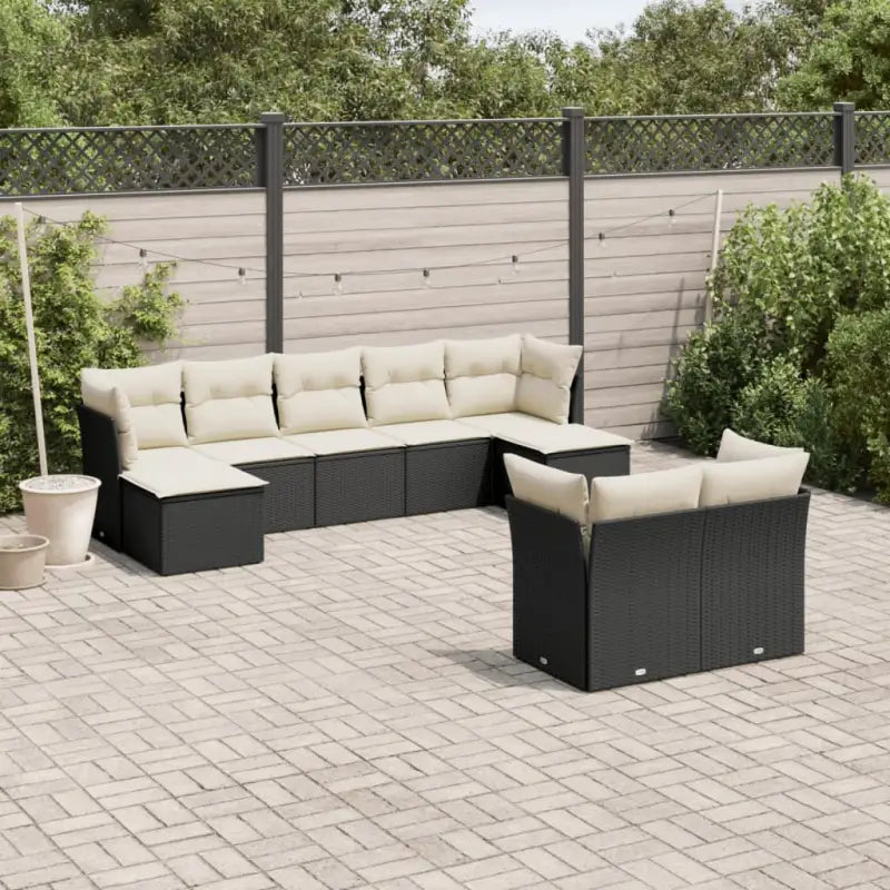 Tuinset met beige materiaal en gepoedercoat staal voor buitenplezier - Zwart en crème / Zonder tafel - Tuinsets