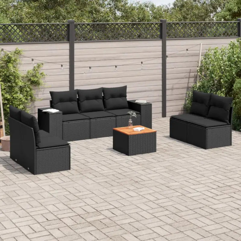 Tuinset met beige materiaal en gepoedercoat staal voor buitenplezier - Zwart - Tuinsets