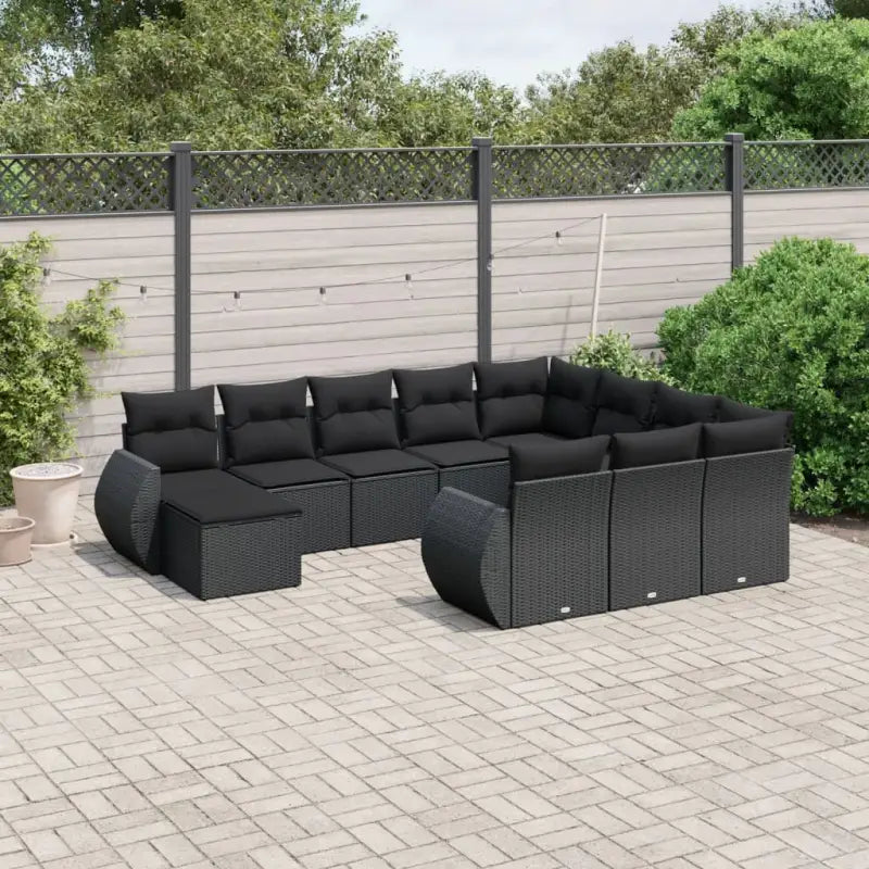 Tuinset met beige materiaal en gepoedercoat staal voor comfortabel outdoor genieten - Zwart / 6x midden + Tafel + 2x