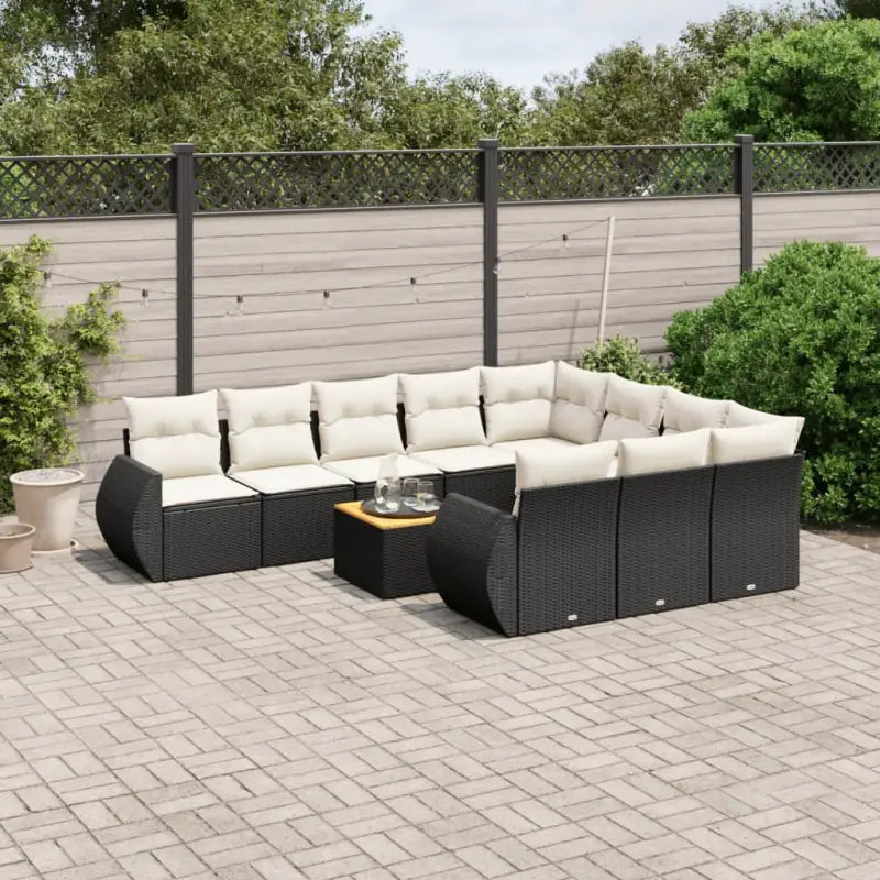Tuinset met beige materiaal en gepoedercoat staal voor comfortabel outdoor genieten - Zwart en crème / Tafel + 6x