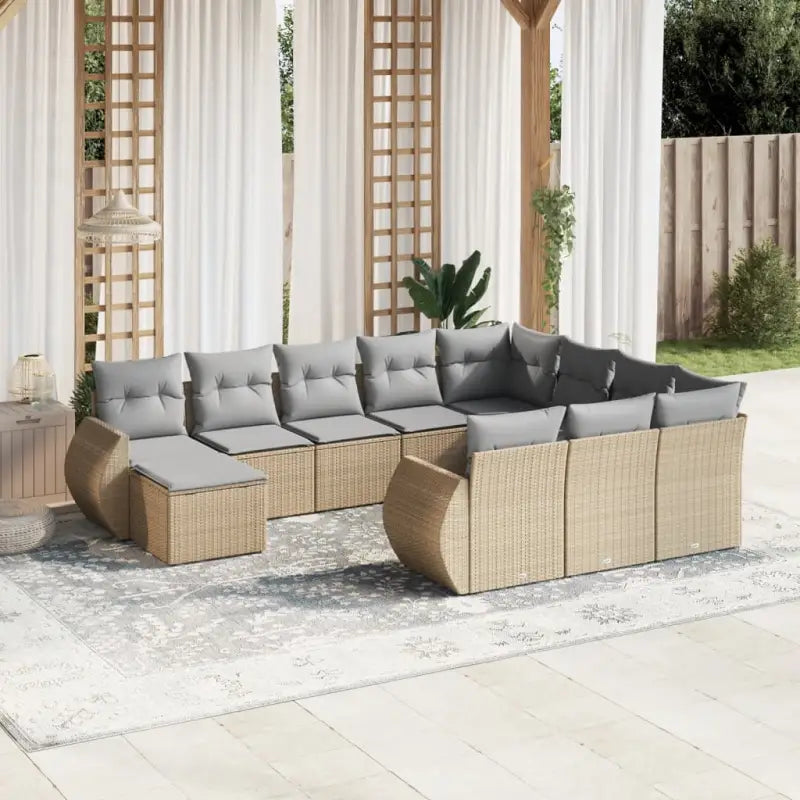 Tuinset met beige materiaal en gepoedercoat staal voor comfortabel outdoor genieten - Beige en grijs / 6x midden