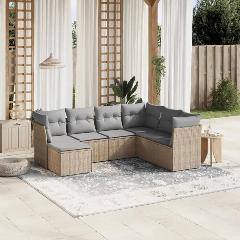 Tuinset met beige materiaal en gepoedercoat staal voor jouw terras - Beige en grijs / Zonder tafel - Tuinsets