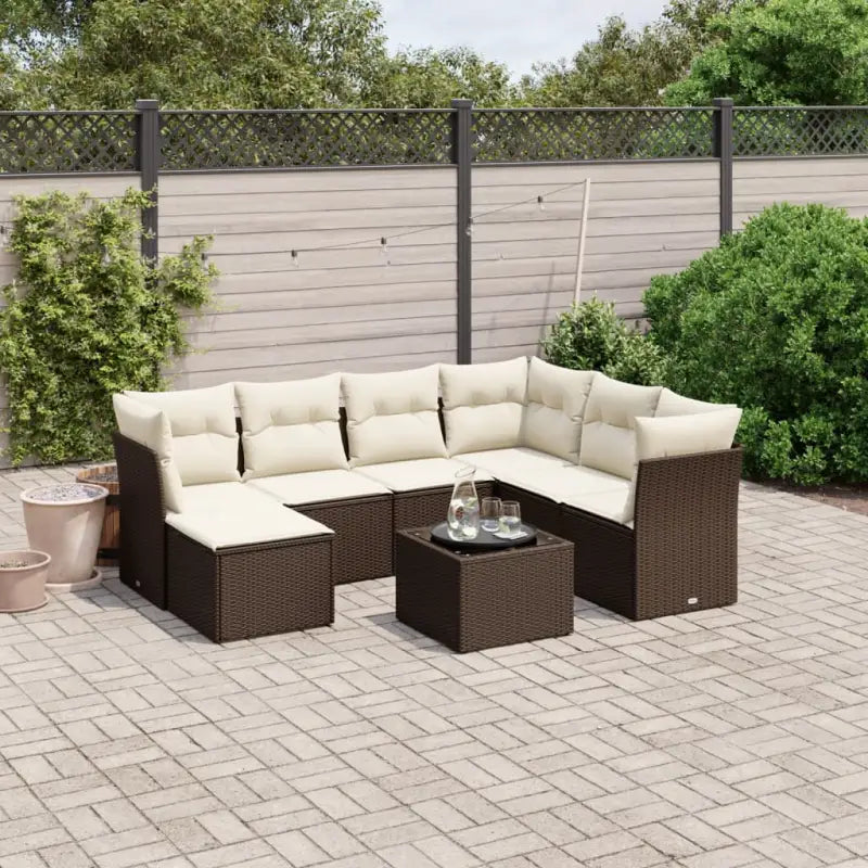 Tuinset met beige materiaal en gepoedercoat staal voor jouw terras - Bruin en crème / Met tafel - Tuinsets