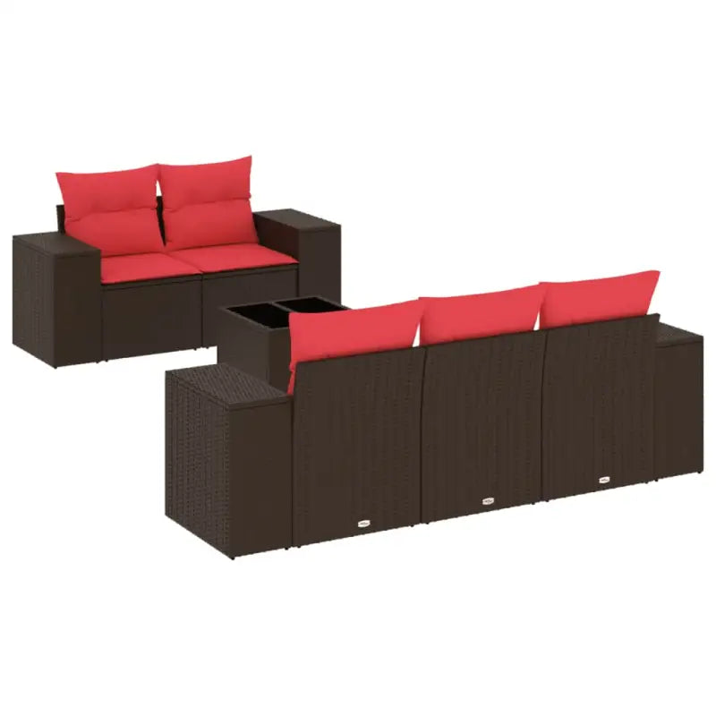 Tuinset met bruin materiaal en gepoedercoat staal afmetingen - Bruin en rood - Tuinsets