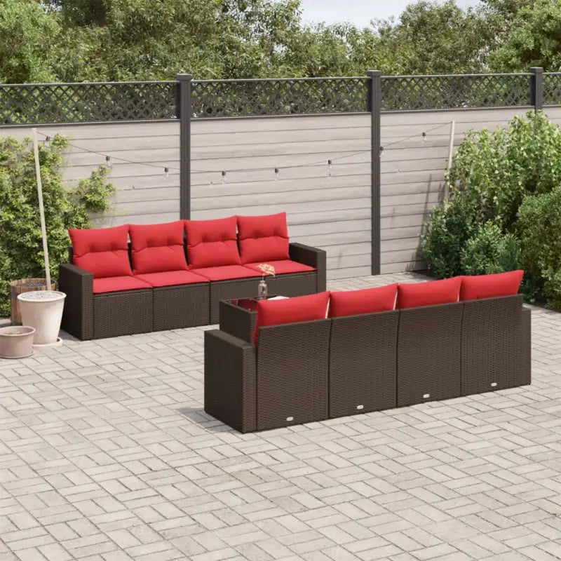 Tuinset met bruin materiaal en gepoedercoat staal afmetingen - Bruin en rood - Tuinsets