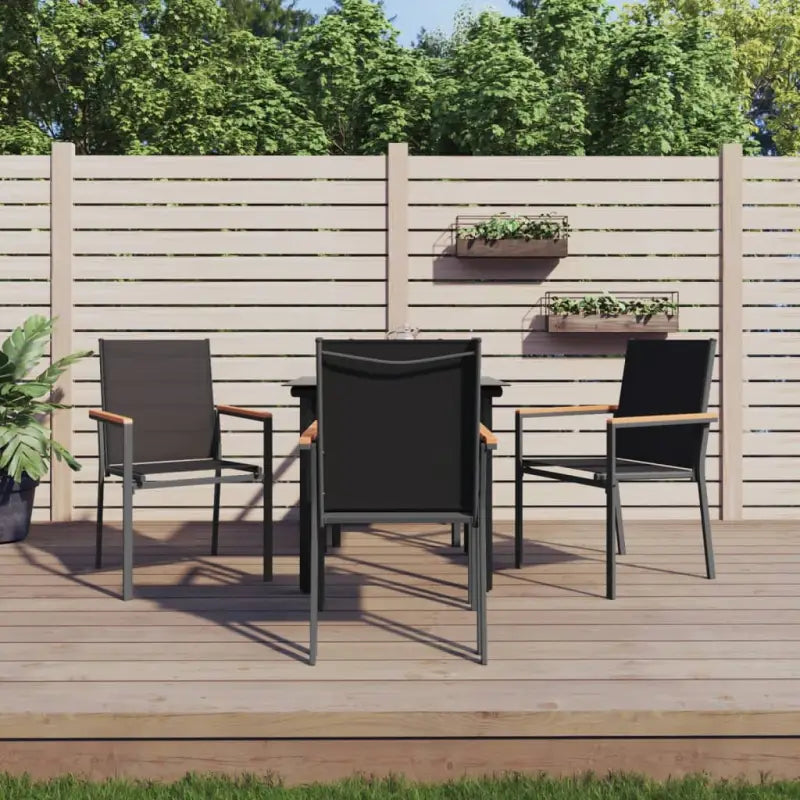 Tuinset met gehoard glas en zwart gepoedercoat staal voor zomerdagen - 80 cm tafellengte - Tuinsets