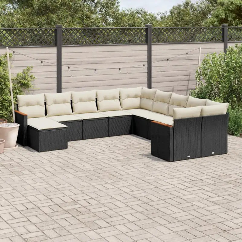 Tuinset met gemengd beige materiaal voor comfortabel buiten genieten - Zwart en crème / Zonder tafel - Tuinsets