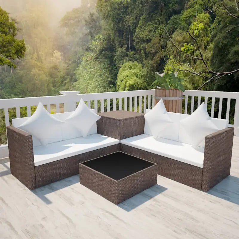 Tuinset met levering bevat stijlvolle waterdichte rattan loungeset - Bruin - Tuinsets