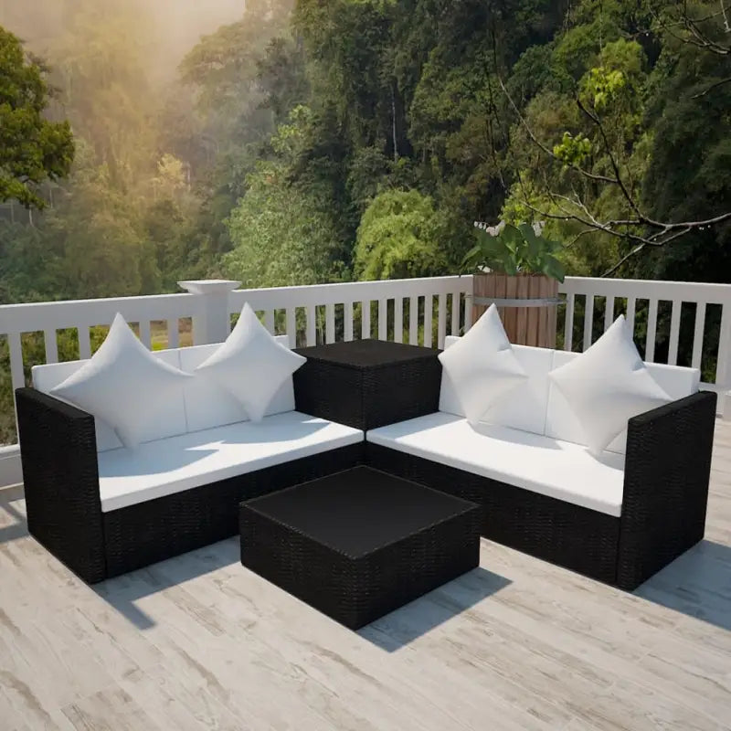 Tuinset met levering bevat stijlvolle waterdichte rattan loungeset - Zwart - Tuinsets