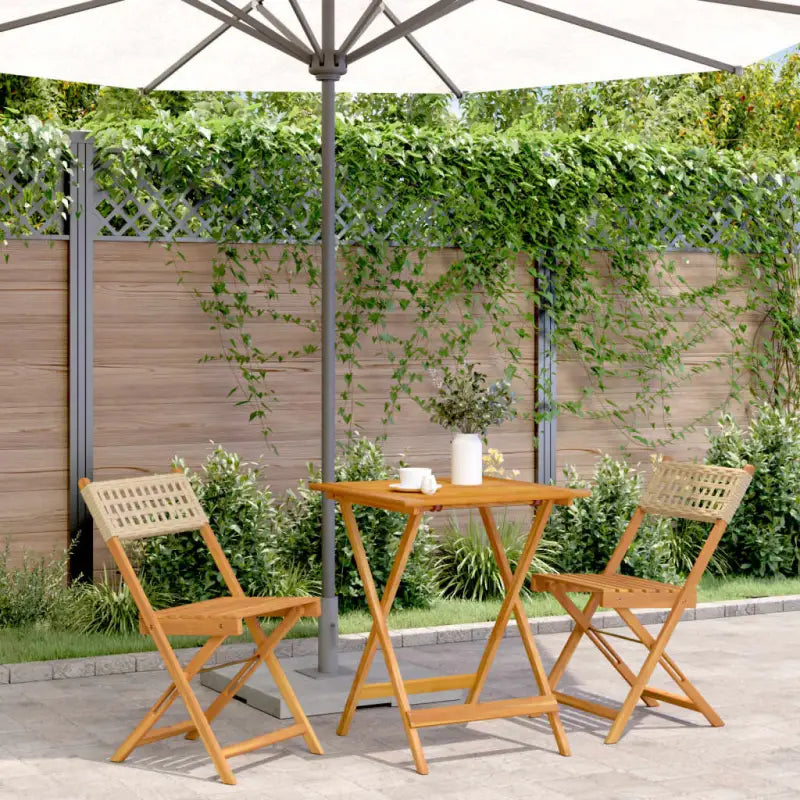 Tuinset met massief acaciahout en poly rattan voor in de tuin - Beige / 60 x 60 x 75 cm - Tuinsets