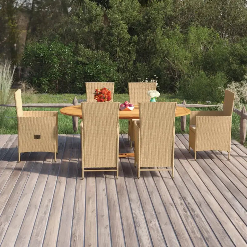 Tuinset met massief acaciahout en verstelbare rugleuning - Beige - Tuinsets