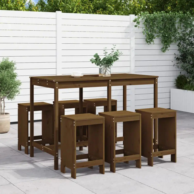 Tuinset met massief grenenhout voor gezellige tuinmomenten - Honingbruin grenenhout - Tuinsets