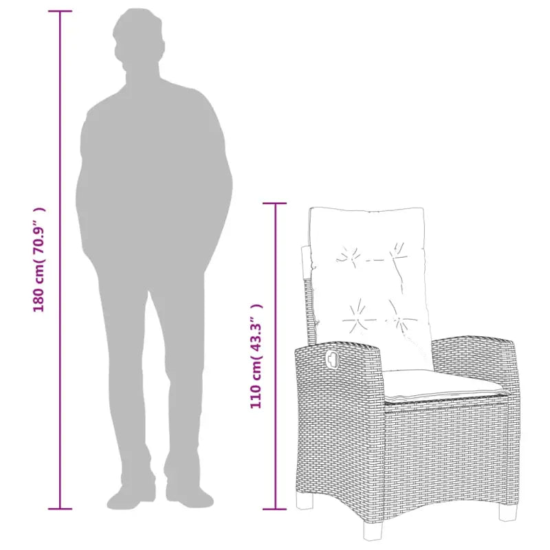 Tuinset met poly rattan en gemakkelijk schoon gehard glas - Tuinsets