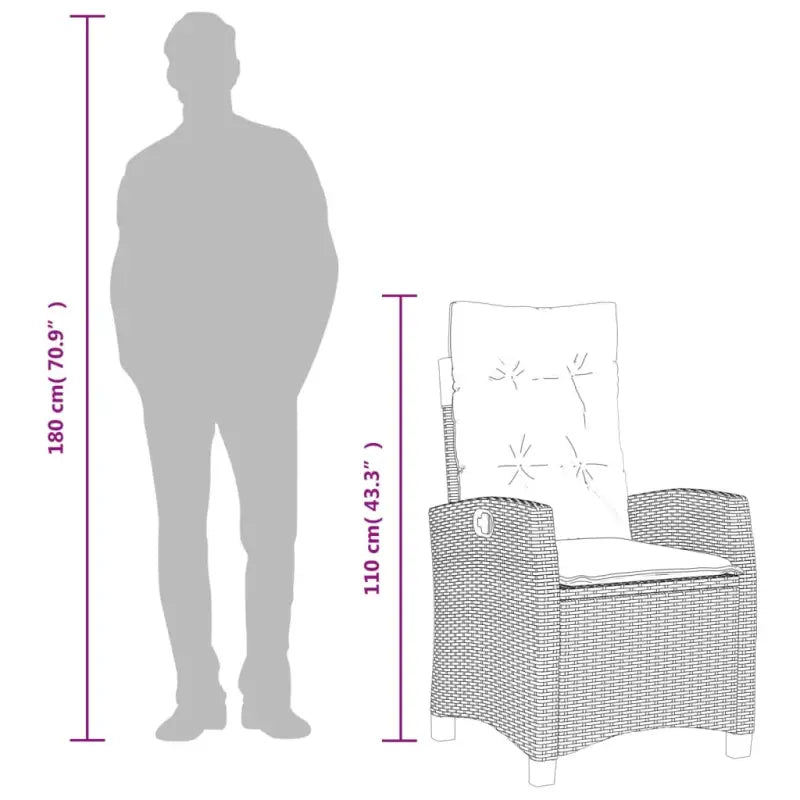 Tuinset met poly rattan en gemakkelijk schoon gehard glas - Tuinsets