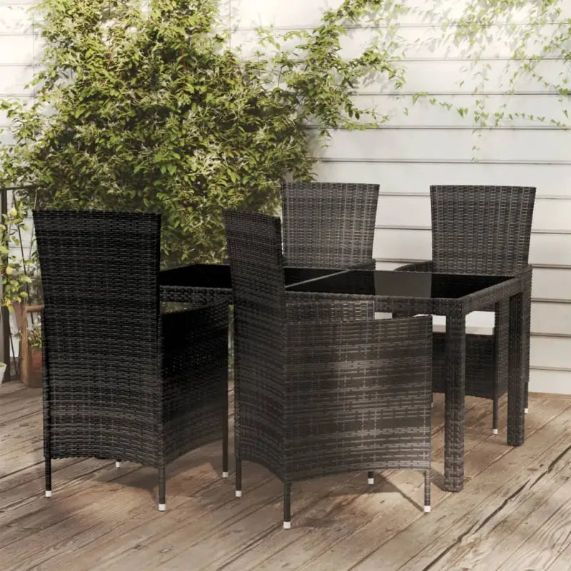 Tuinset met poly rattan en stalen frame voor buitengebruik - Zwart / 150 cm tafellengte - Tuinsets