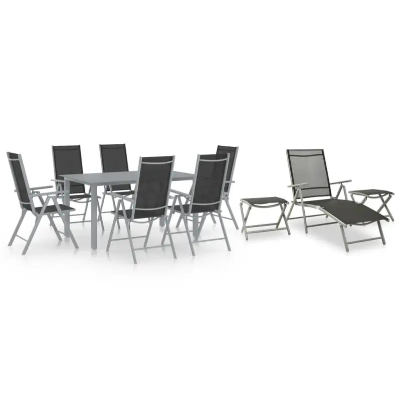 Tuinset met voetensteun en tafel voor comfortabel relaxen en dineren - Zilver - Tuinsets