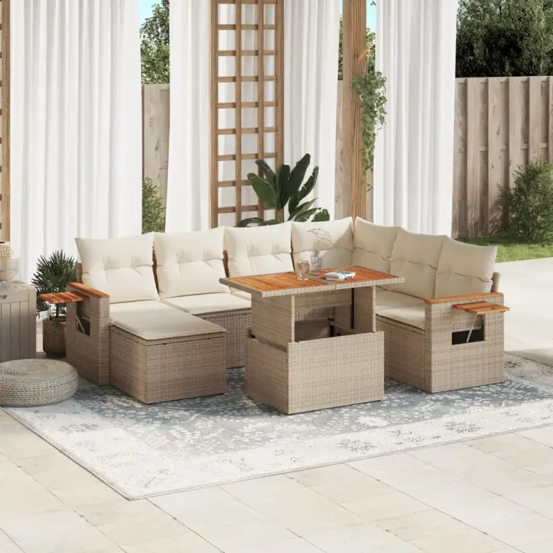 Tuinset met zwart materiaal en gepoedercoat staal voor buitenplezier - beige en crèmekleurig - Tuinsets