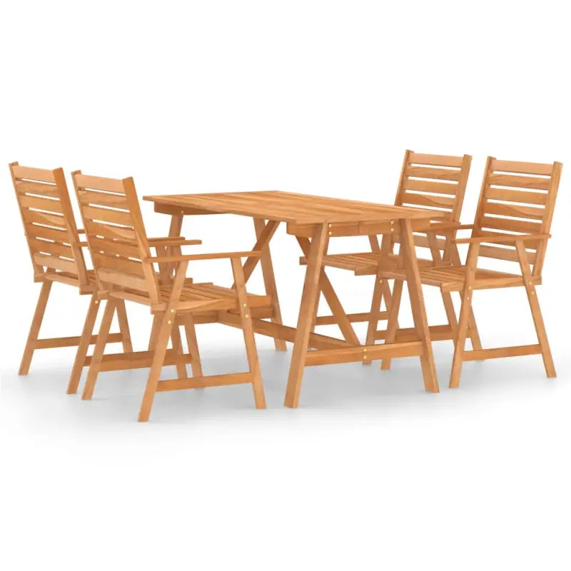 Tuinset van massief acaciahout met tafel en vier stoelen - Tuinsets