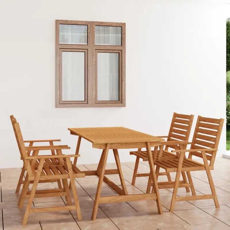 Tuinset van massief acaciahout met tafel en vier stoelen - Tuinsets