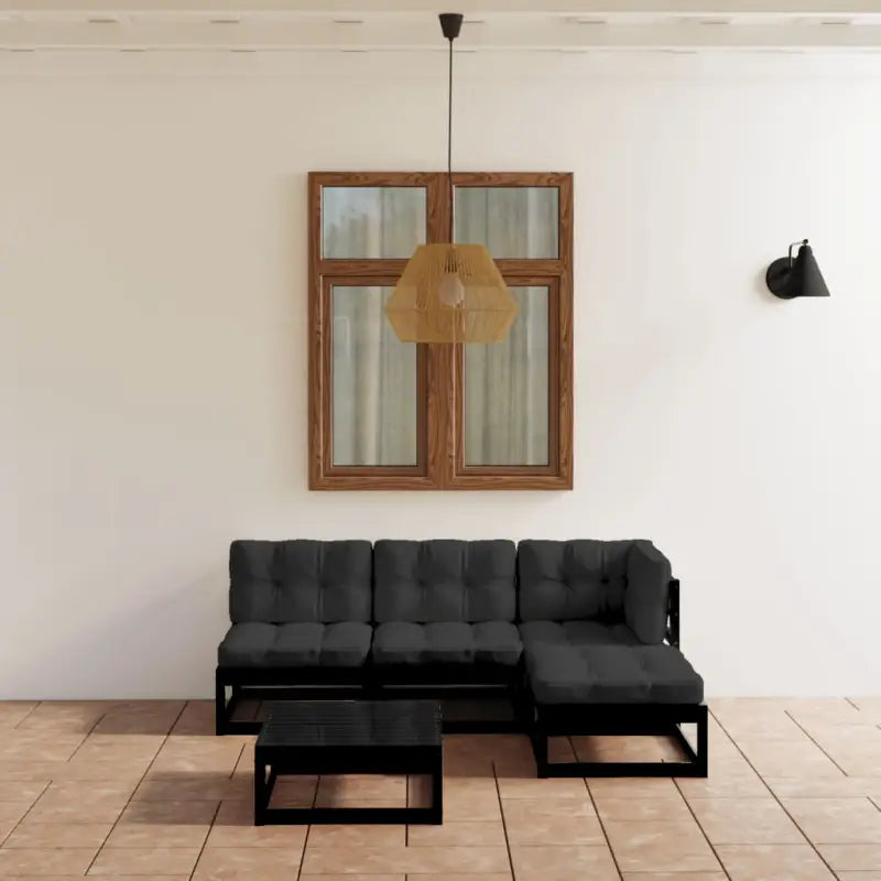 Tuinset van massief grenenhout met comfortabele rug- en zijkussens - Tuinsets