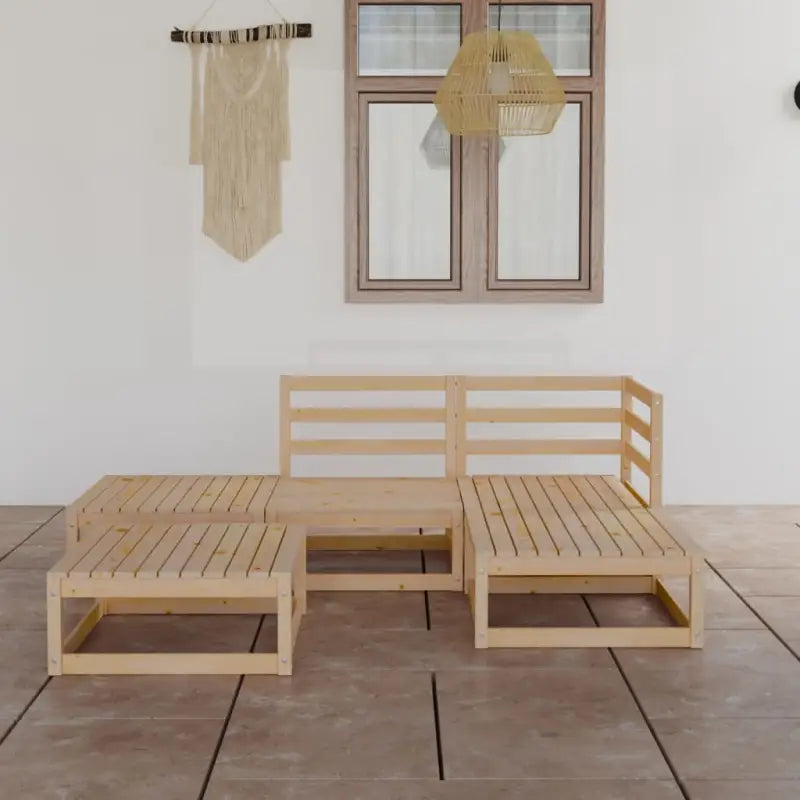 Tuinset van massief grenenhout met rug- en zijkussen voor ontspanning - Naturel / Nee - Tuinsets