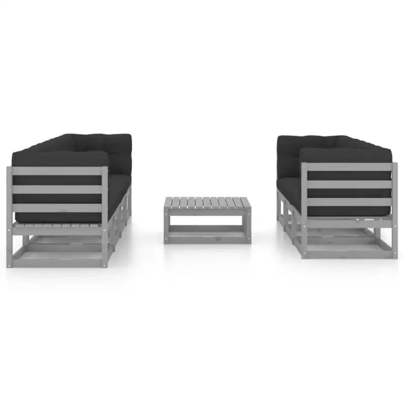 Tuinset van massief grenenhout met rug- en zijkussens voor ontspanning - Tuinsets