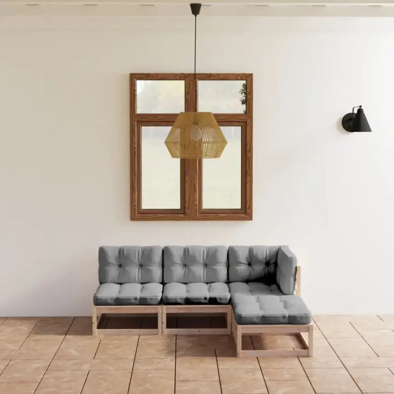 Tuinset van massief grenenhout voor ontspanning in de tuin - Naturel / Ja - Tuinsets