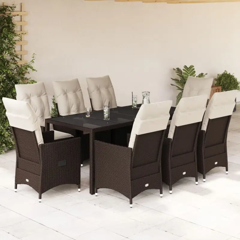Tuinset van poly rattan met gemakkelijk schoon en gehard glas tafel - 190 x 90 x 75 cm / zonder voetensteun - Tuinsets