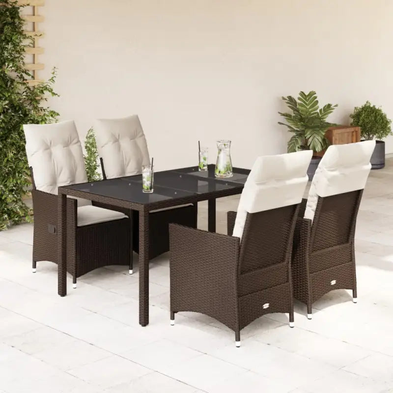 Tuinset van poly rattan met gemakkelijk schoon en gehard glas tafel - 150 x 90 x 75 cm / zonder voetensteun - Tuinsets
