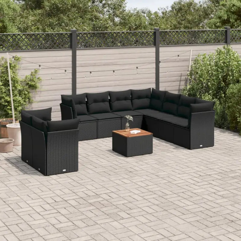 Tuinset van poly rattan met gepoedercoat staal voor comfortabel buitenvoordeel - Zwart - Tuinsets