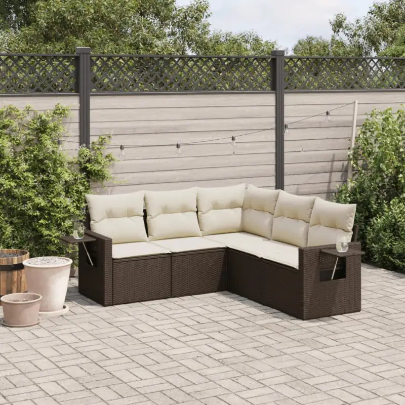 Tuinsets in beige materiaal met gepoedercoat staal en afmetingen - Bruin en crème / Zonder tafel - Tuinsets